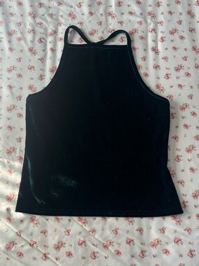 Urban Outfitters Forest Green Velvet High-Neck Tank
